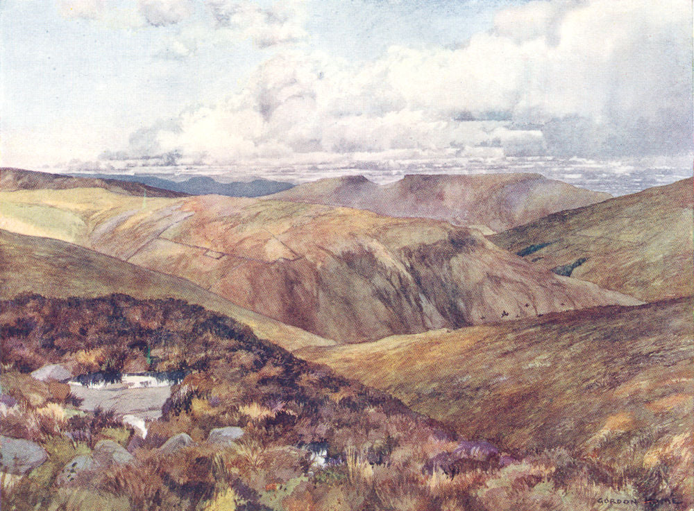 YORKS. A Rugged View above Wensleydale 1908 old antique vintage print picture